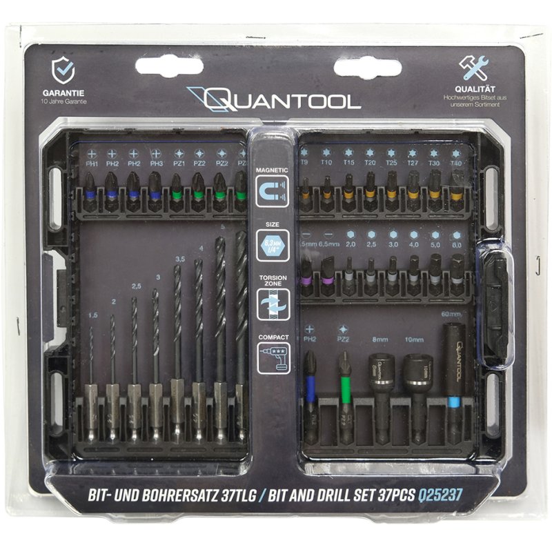 QUANTOOL Bit- en borenset, 37-delig, in kunststof box